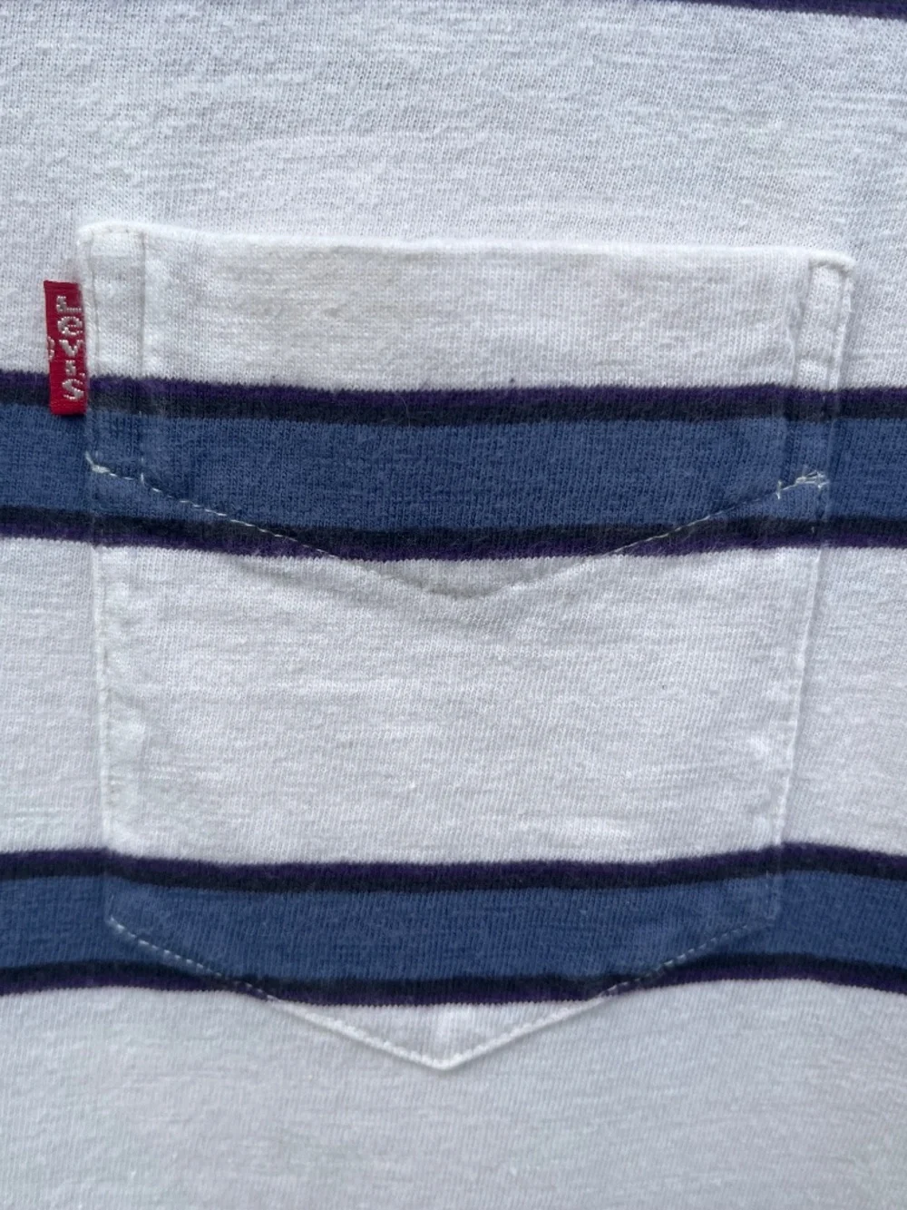Levi's Mens Standard Fit Striped Pocket T-Shirt White Blue/Black Stripes Size M
